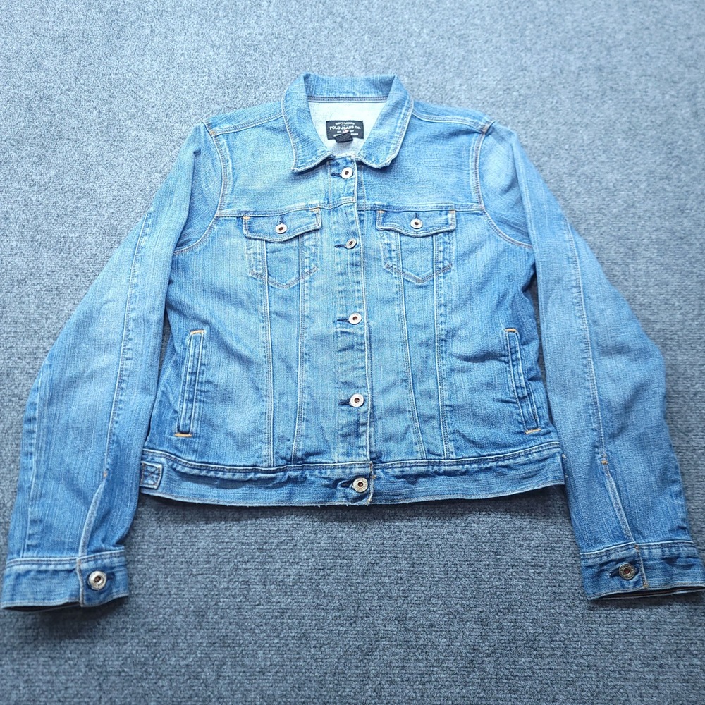 Vintage Ralph Lauren Polo Jeans Co Lydia Denim Jacket XL Blue Trucker 8124WW1693